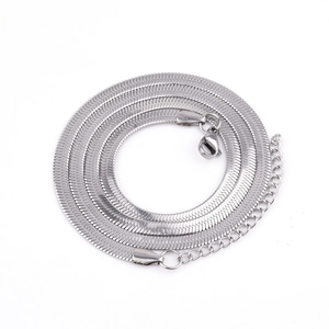 Minimalist silver stainless steel snake bone flat chain necklace with lobster clasp