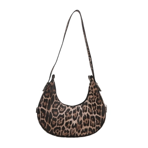 Stylish leopard print crescent shoulder bag for women with moon shape and slim strap