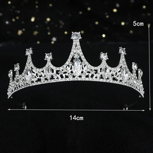 Luxurious silver crystal tiara for girls with 5cm height and 14cm width dimensions