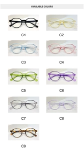 Overview of hexagonal anti-blue light glasses available in nine stylish candy colors