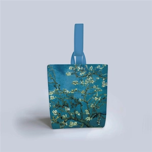 Van Gogh Almond Blossom canvas bucket bag with top handle for vintage summer style