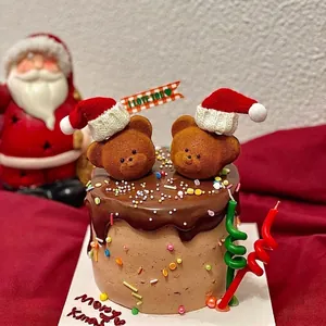 Mini Christmas Knitted Hat And Scarf Cake Toppers Soft Yarn Tiny Holiday Party Decor For Doll Accessories