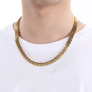 10mm golden stainless steel watch band chain necklace for men and women worn on neck