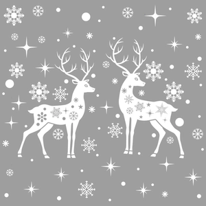 White Christmas reindeer and snowflake static window clings for festive party decoration