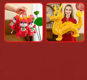 Vista dettagliata dei peluche festivi del drago dello zodiaco cinese da 12cm e 85cm
