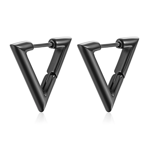 Boucles d'oreilles triangulaires en acier inoxydable noir au design géométrique chic