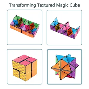 Macro view of 3D geometric puzzle cube showing textured patterns and folding mechanisms