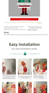 Detailed installation guide for Christmas reindeer static window clings in various sizes