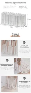 Detail of 26-slot clear acrylic cosmetic brush holder with thickened base