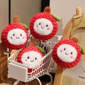 Cute Lychee Fruit Plush Keychain Soft Crochet Knitted Pendant For Backpack Handbag Mini Fruit Doll Gift For Girls Kids