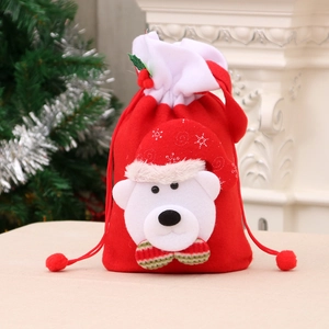 Christmas gift bag with 3D polar bear and drawstring, festive holiday decor