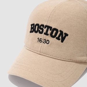 Warme Woll-Baseballkappe für Kinder in Khaki mit Boston-Stickerei und gebogenem Schirm