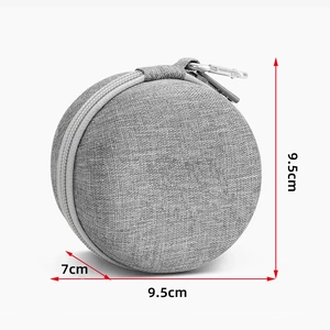 Estuche rígido circular de EVA gris para Apple Watch y accesorios con dimensiones dadas