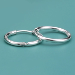 Unisex Roestvrij Stalen Hoepel Oorbellen Eenvoudig Zilver Gepolijst Rond Spiraal Oorring Hip Hop Mode Sieraden Voor Heren