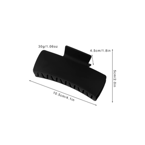 Black solid square hair claw clip with dimensions 10.5cm by 5cm for minimalist styling