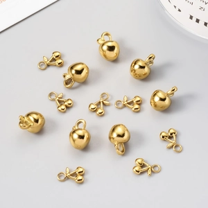 Golden 18k plated stainless steel apple and cherry fruit pendants for jewelry making