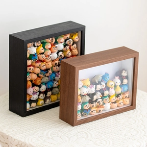 3D wooden shadow box frame for doll display with high transparency glass panel