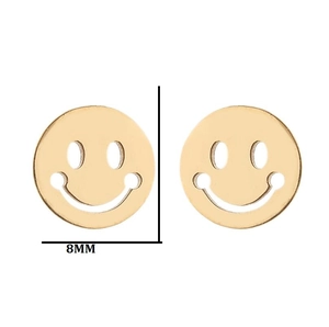 Detailansicht von 8mm vergoldetem Edelstahl-Ohrringanhänger mit hohlem Smiley-Gesicht