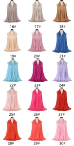 Grid display of 15 solid color mercerized cotton scarves showing various color options