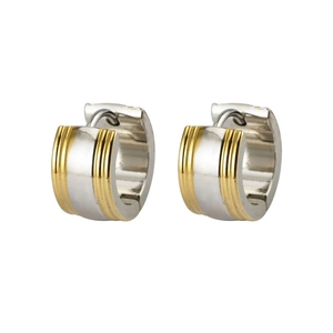 Poliertes zweifarbiges Gold und Silber Edelstahl Creolen für Damen Mode
