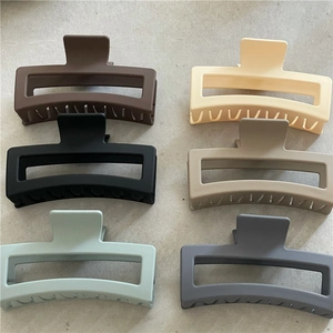 Detailed grid view of large matte rectangular hair claws in six Morandi colors