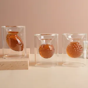 Creative Double Wall Glass Shot Glass Rugby Golf Football Inner Shaped Artistic Spirit Glass Bar Drinkware Novelty Gift