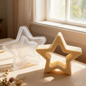 Macro detail of pentagram star silicone mold and creative DIY resin ornament finish