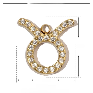 Detailed size chart of Taurus zodiac pendant with zircon insets and 11mm dimensions