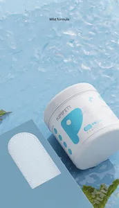 Detail of pet tooth cleaning wipes with textured surface for plaque removal