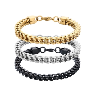 Minimalist stainless steel dragon bone chain bracelets in gold, silver, and black finishes