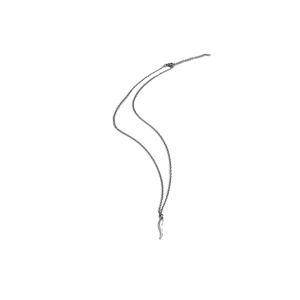 Minimalist silver chili pepper pendant necklace in polished stainless steel for women
