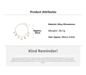 Detailed spec sheet showing gold shell and starfish pendant necklace dimensions