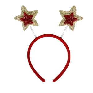 Serre-tête de Noël avec étoiles scintillantes or et rouges pour décoration de fête