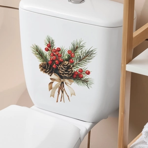 Weihnachts-WC-Aufkleber mit Tannenzapfen und Beeren für festliche Badezimmerdekoration