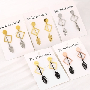 Geometrische Blatt Ohrhänger Edelstahl Hohlquadrat Anhänger Modeschmuck Für Damen