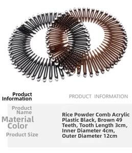 Detailed size parameters of 49-teeth stretch hair comb with rhinestones and plastic teeth