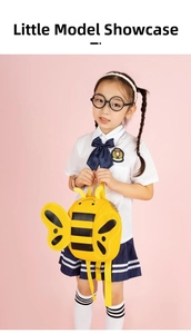 Toddler bumblebee backpack featuring 3D wings and antennas on a cute yellow school bag