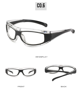 Multi-angle view of white-framed cycling sunglasses showing front and side profile details