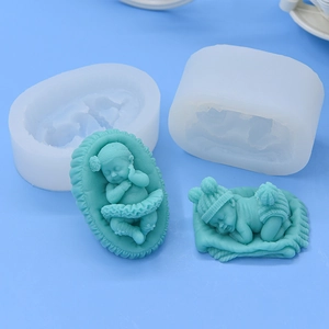 3D sleeping baby silicone mold for handmade soap and DIY cake baking craft projects