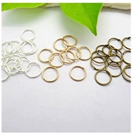 Detailed view of open jump rings in gold, silver, and bronze for DIY jewelry making