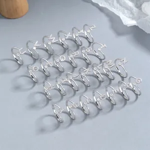 Initial Buchstaben Ring 925 Sterling Silber Verstellbar Offen Fingerschmuck Zirkonia Personalisiertes Geschenk Damen