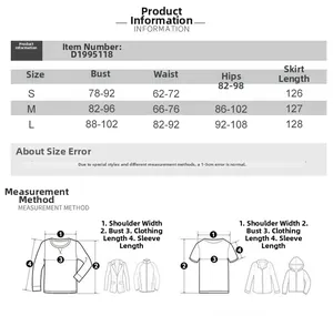 Size guide for off-shoulder slit dress featuring bust, waist, and hip measurements