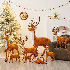 Christmas Reindeer Decoration Simulated Plush Realistic Elk Deer Figurine For Holiday Home Window Display Multi Posture