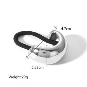 Anneau de cheveux minimaliste en argent avec élastique noir pour queue de cheval