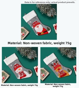 Detailed knit Christmas stockings featuring Santa, snowman, and reindeer patchwork patterns