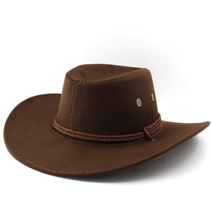 Detail of dark brown wool fedora hat with braided belt and metal ventilation eyelets