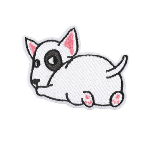 Bull Terrier dog cartoon embroidered iron-on patch for clothing and fabric decoration
