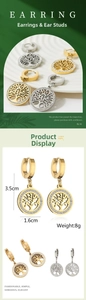 Detalle de los pendientes Árbol de la Vida con circonitas en acabados oro y plata