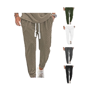 Men's breathable casual joggers with drawstring waist and textured jacquard pattern