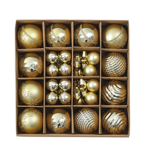 16-pack gold Christmas ball ornaments set with matte and glitter finishes in a gift box